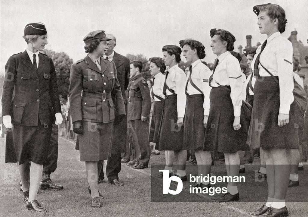 Princess Elizabeth inspecting the Girls' Training Corps, 1945 (photo)