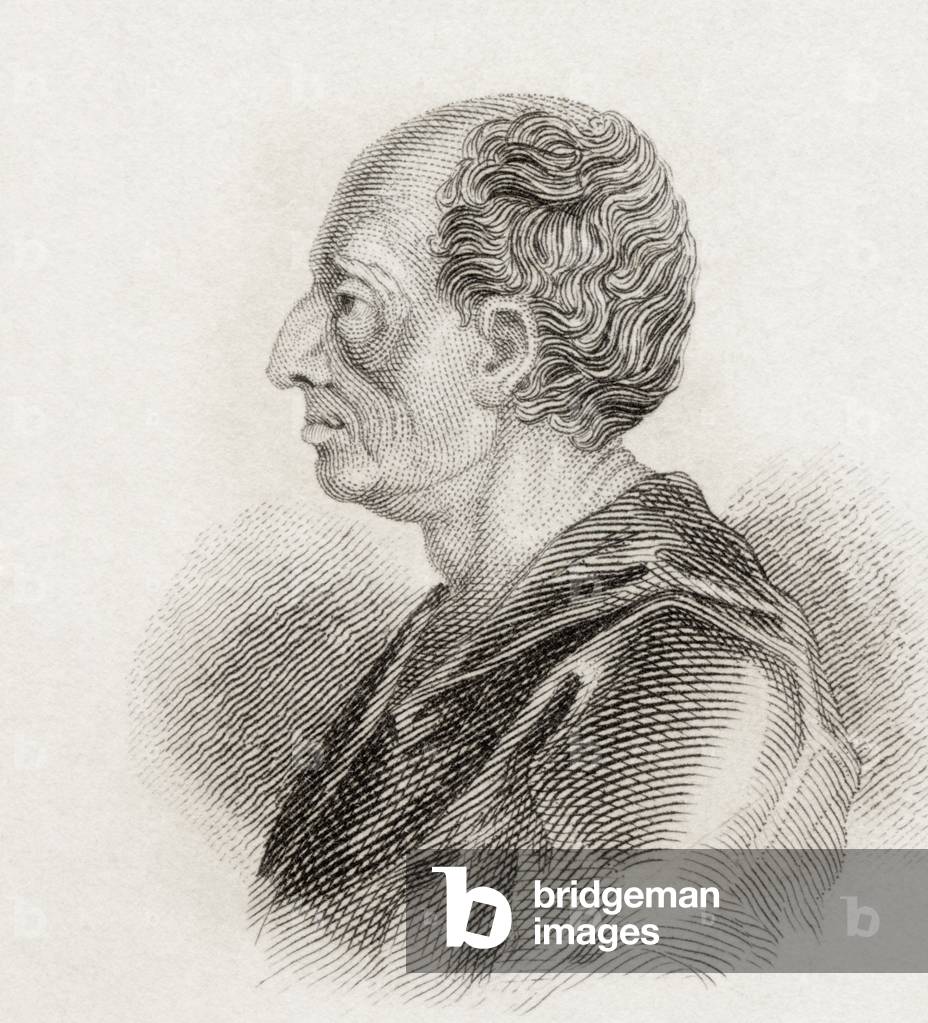 Bernard le Bovier de Fontenelle, French author, from  Crabb's Historical Dictionary pub. 1825