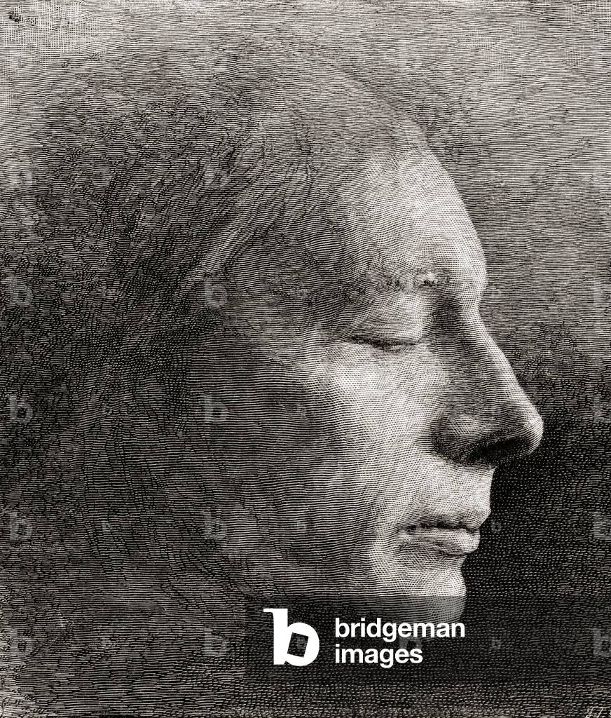 The death mask of John Keats, from 'The Century Illustrated Monthly Magazine', published 1884 (engraving)