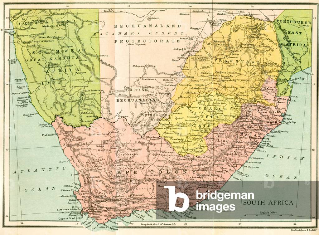 Map of South Africa since 1815, Kaffir and Boer Wars. From Field Marshal Lord Kitchener, His Life and Work for the Empire, published 1916.
