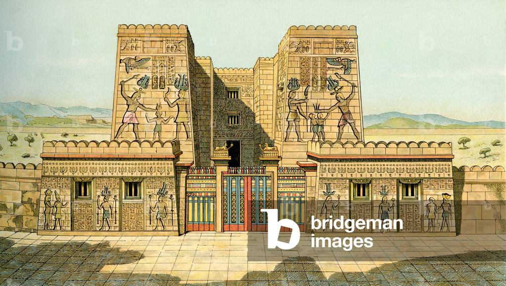 Imaginary reconstruction of an Egyptian palace in Pharaonic times