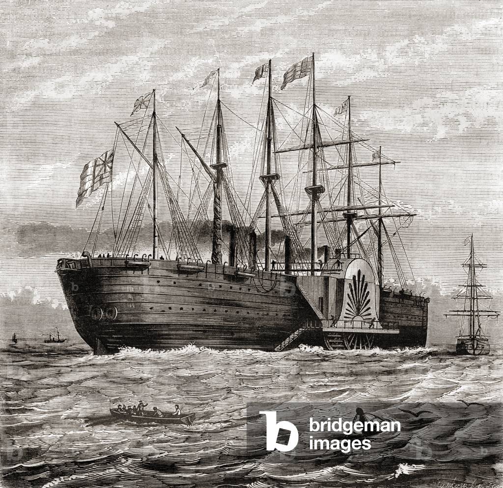 SS Great Eastern, iron sailing steam ship designed by Isambard Kingdom Brunel, from Les Merveilles de la Science, published c.1870 (engraving)