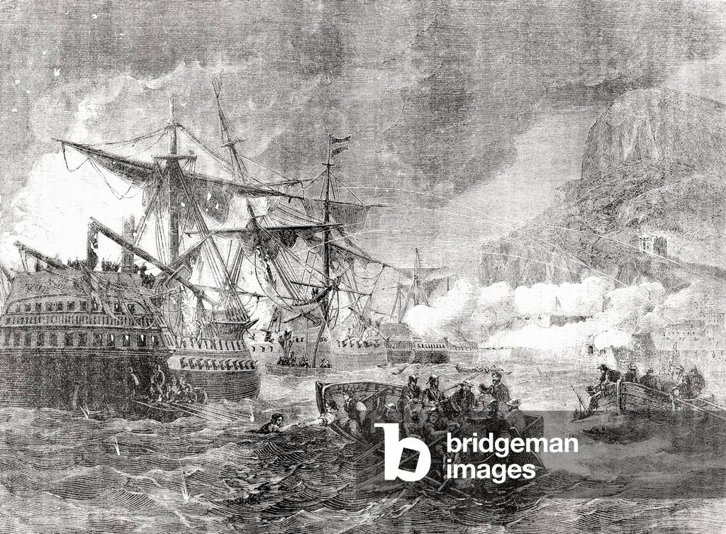 The capture of Spanish ship of the line San Miguel by the British during The Great Siege of Gibraltar, 1779 - 1783