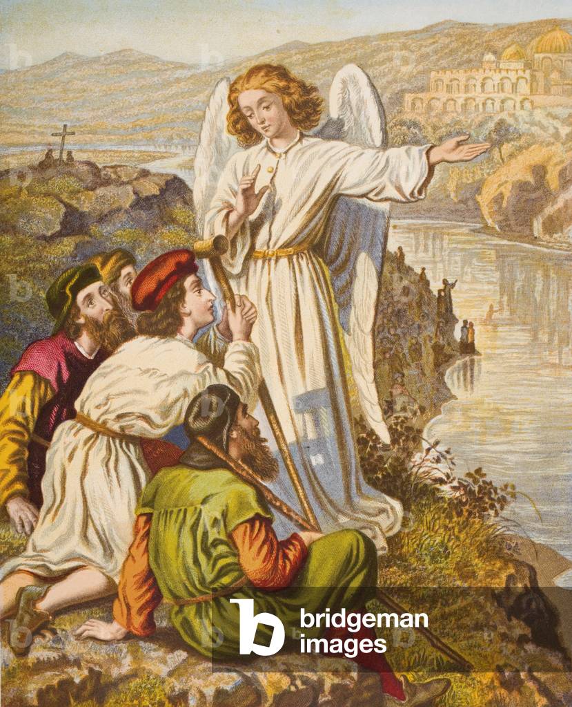 The King's message to Tender Conscience, illustration from 'The Pilgrim's Progress' by John Bunyan (1628-88) (colour litho)
