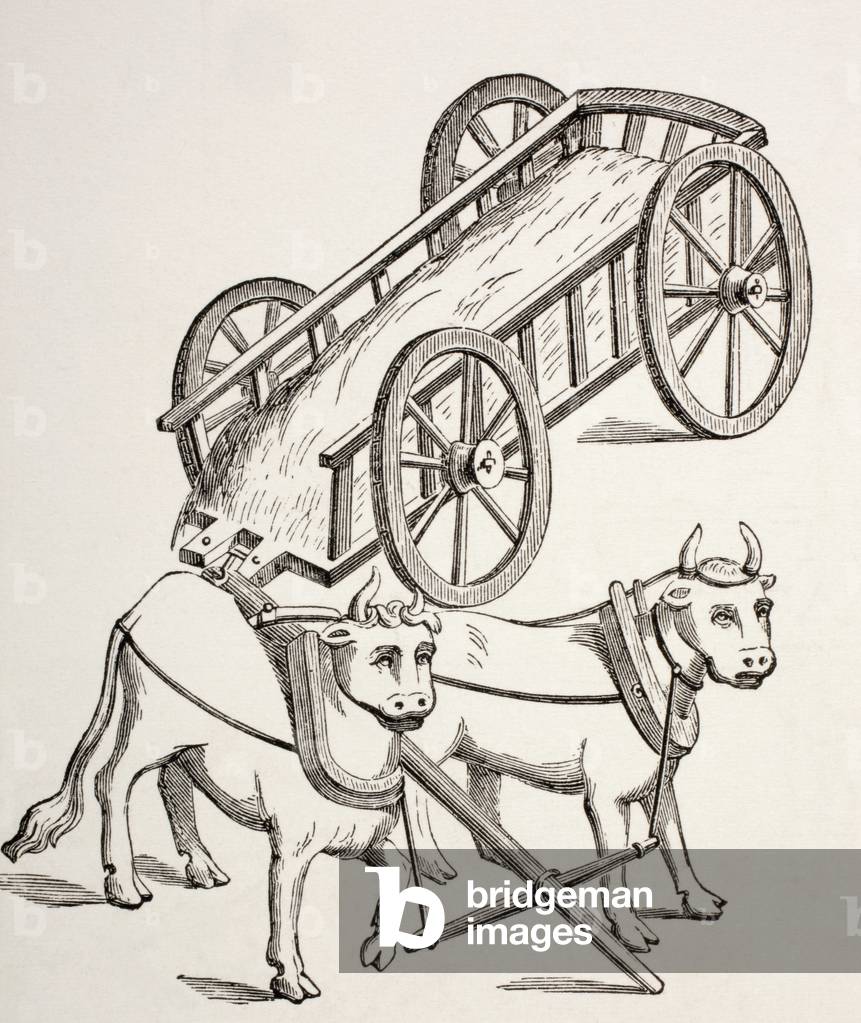 15th century cart drawn by oxen, from 'Les Arts au Moyen Age', published 1873 (litho)