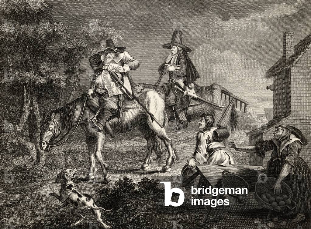 Hudibras Sallies Forth, from 'Hudibras' by Samuel Butler (1612-80) engraved by C. Armstrong, from 'The Works of William Hogarth', published 1833 (litho)