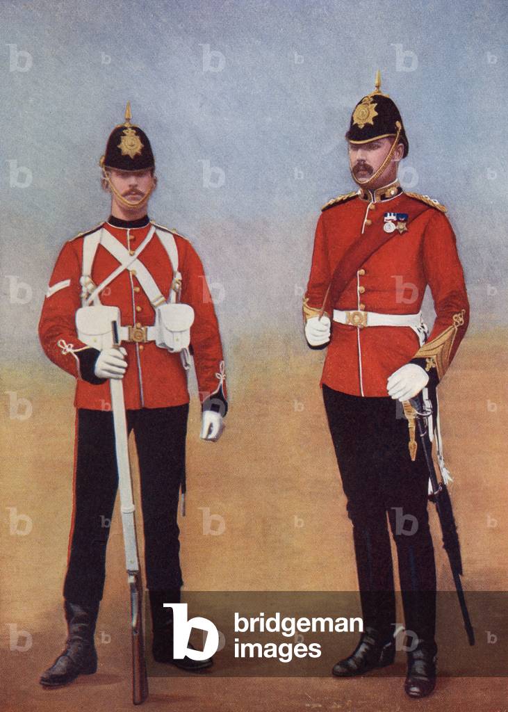 Uniforms of the Royal Marines in the late 19th century, from 'South Africa and the Transvaal War' by Louis Creswicke, published 1900 (colour litho)