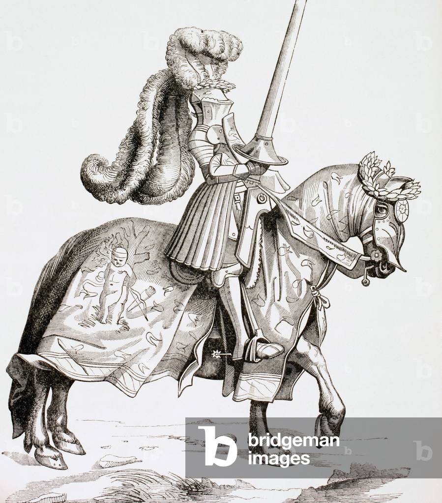 The champion of the tournament, Vita Imperatoris Maximiliani, from 'Military and Religious Life in the Middle Ages' by Paul Lacroix, published London c.1880 (litho)