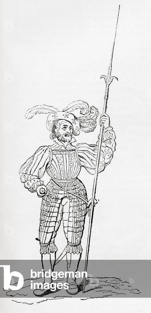 Suit of ribbed and engraved armour, from Old England: A Pictorial Museum, pub. 1847