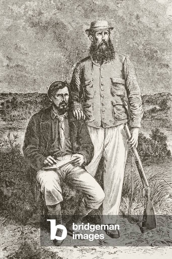 James Augustus Grant and John Hanning Speke, from 'Afrika, dets Opdagelse, Erobring og Kolonisation', published 1901 in Copenhagen (litho)