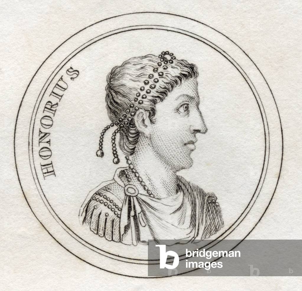 Flavius Honorius, from 'Crabb's Historical Dictionary', published 1825 (litho)