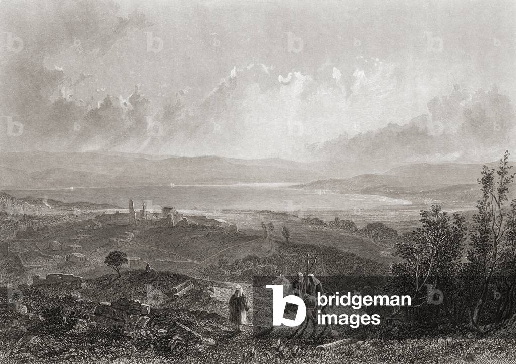 Lake Tiberias, Israel (engraving)