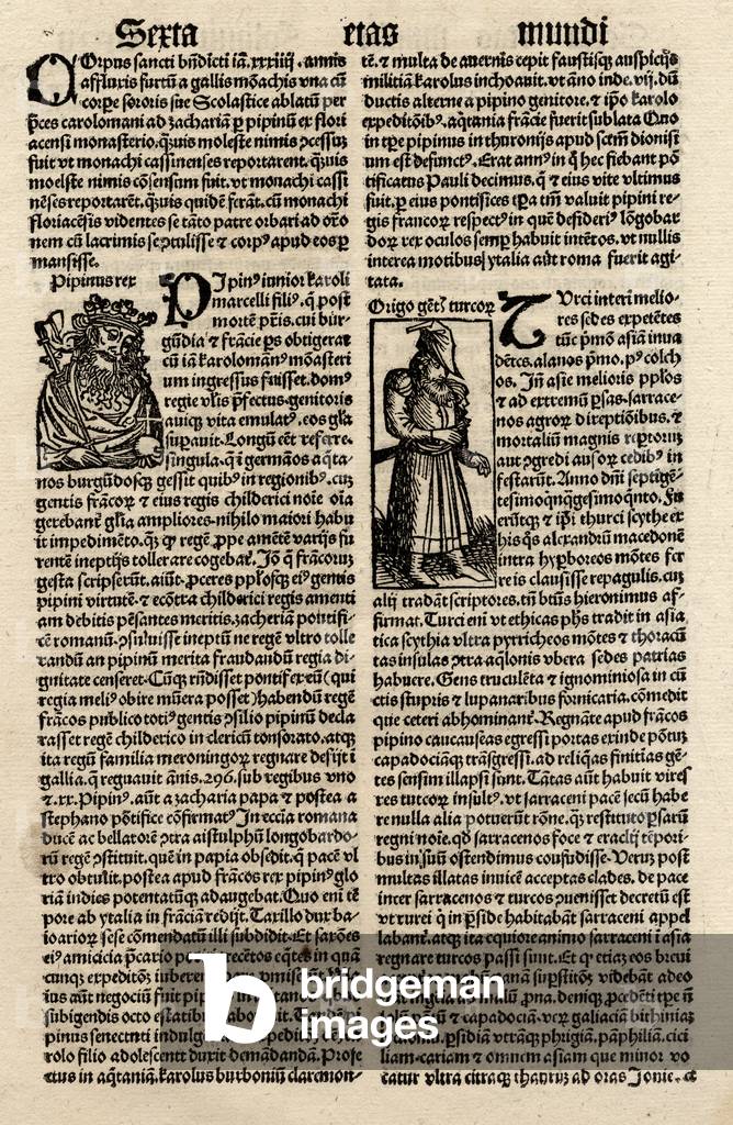 Original incunable leaf in Latin from 'Hartmut Schedel:Liber Chronicorum', printed by Schoensperger in 1497