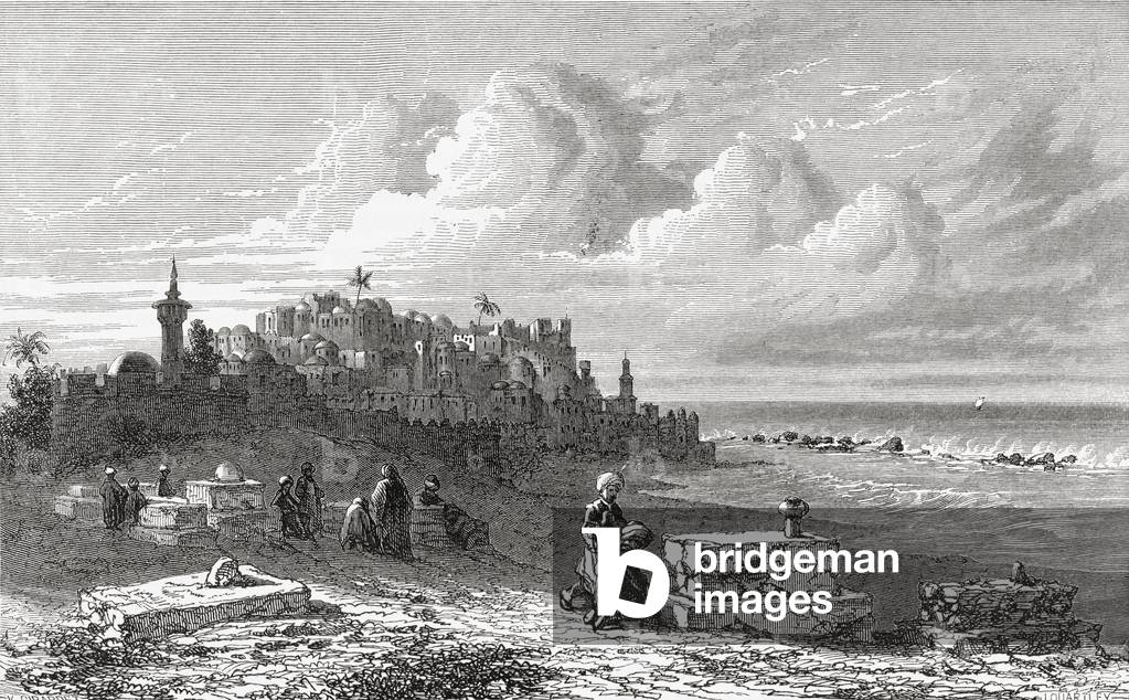 A view of Jaffa, Palestine,  in the 19th century, from  El Mundo en la Mano pub. 1875.