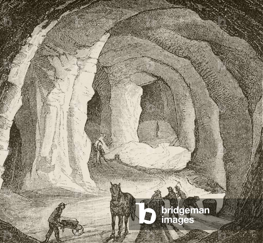 A European salt mine in the nineteenth century (litho)