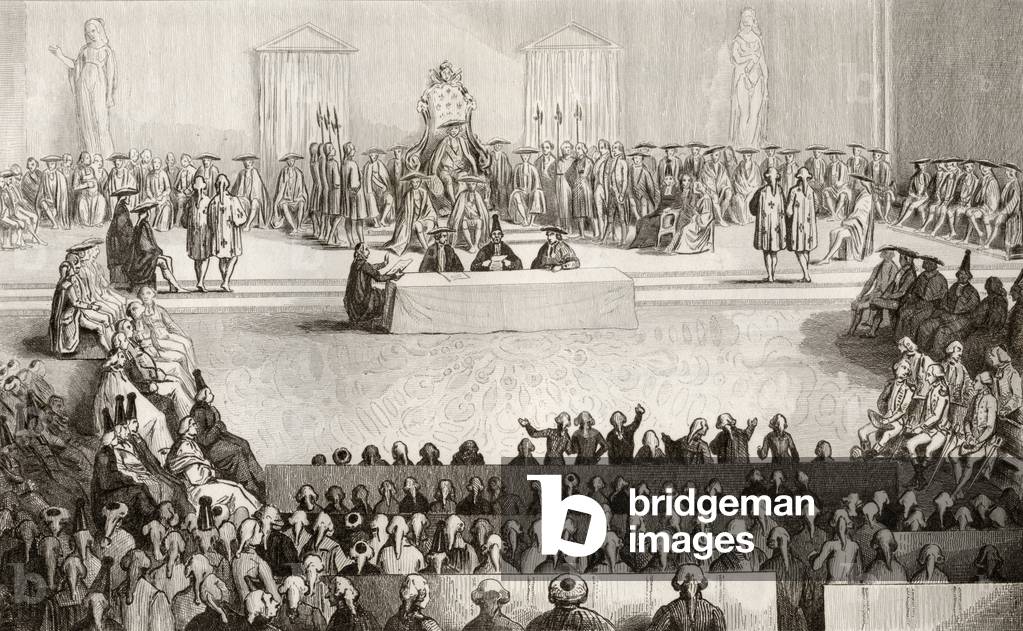 The National Assembly during the reign of Louis XVI (1754-93) from 'Histoire de France' by Colart, published c.1840 (engraving)