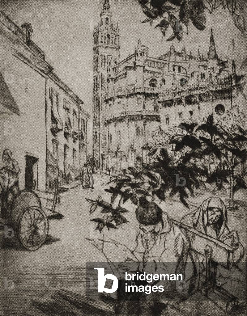 View of Seville Cathedral (litho)