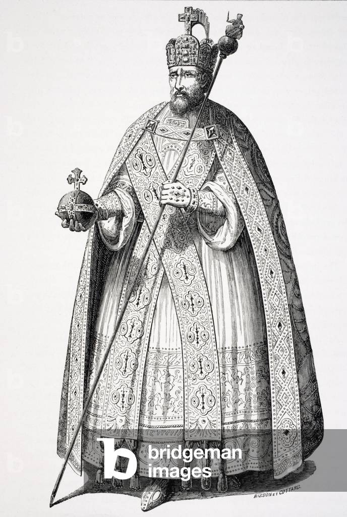 Coronation Costume of the Emperors, after an engraving in 'Insignia Sacrae Majistatis Caesarum Principum', from 'Le Moyen Age et La Renaissance' by Paul Lacroix (1806-84) published 1847 (litho)