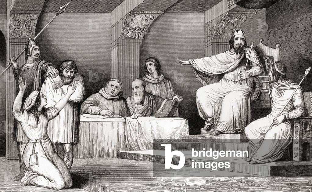 Childebert II, Merovingian King of Austrasia, from 'Histoire de France' by Colart pub. c.1840 (print)