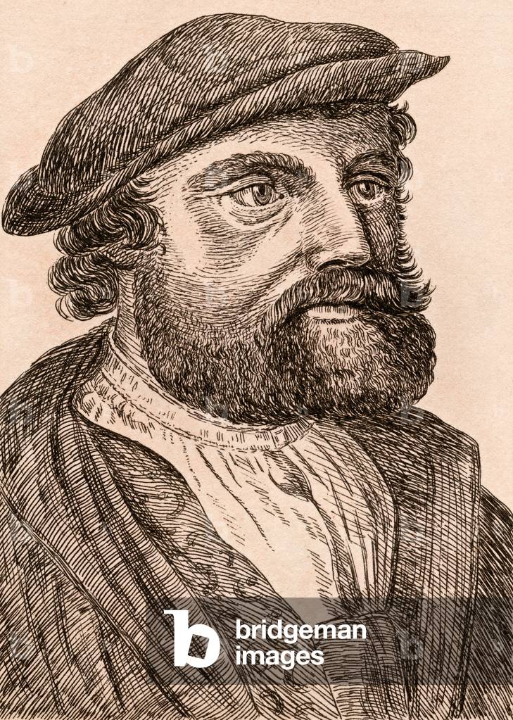 Hans Holbein the Younger, illustration from '75 Portraits Of Celebrated Painters From Authentic Originals', published in London, 1817 (engraving)