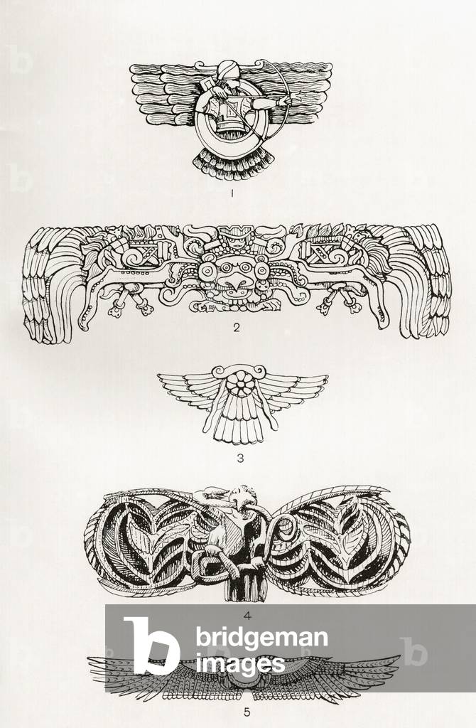 The Winged Disc, illustration from 'Myths of Pre-Columbian America' by Donald A. Mackenzie, published in 1923 (litho)