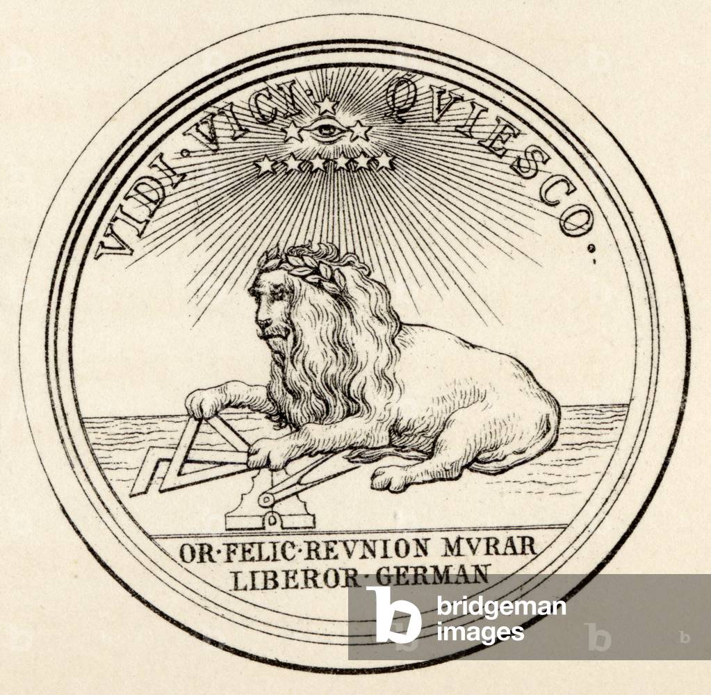 Masonic seal, from 'The History of Freemasonry, volume III', published by Thomas C. Jack, London, 1883 (litho)