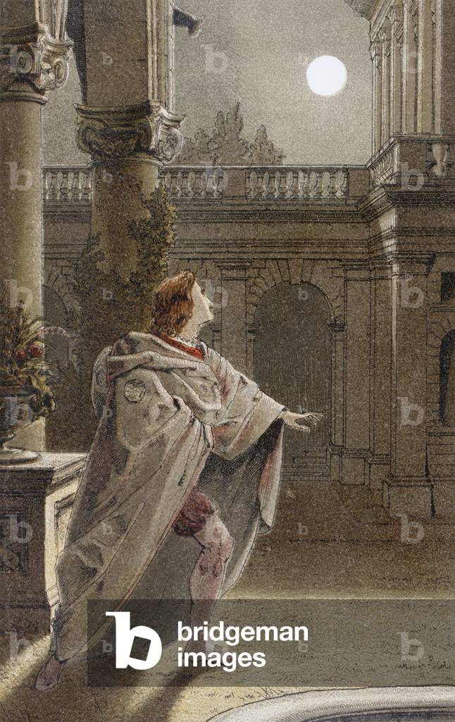 'But, soft! What light through yonder window breaks? It is the east, and Juliet is the sun!', 1890 (colour litho)