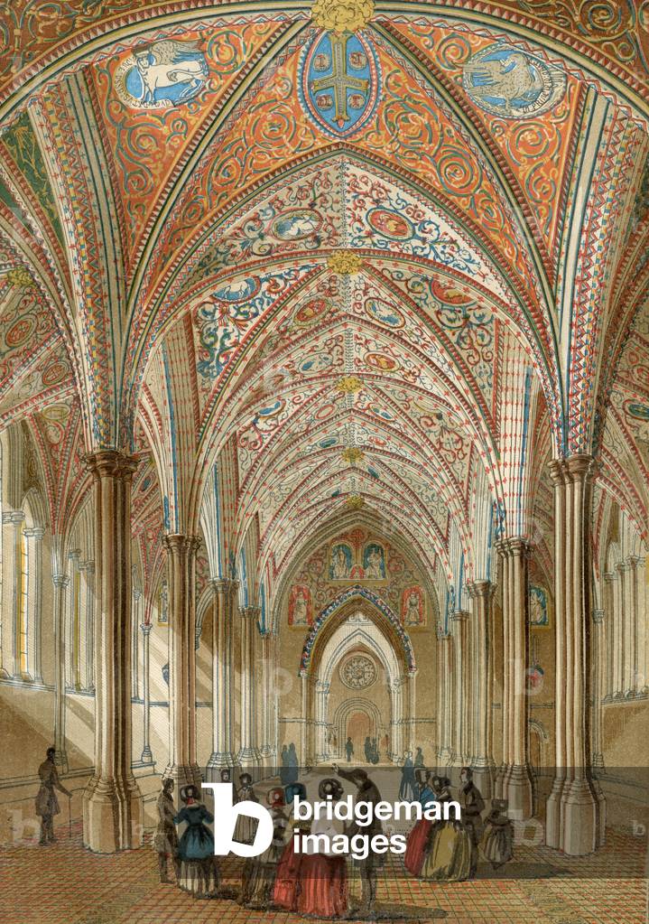 Interior of the Temple Church, London, England, from Old England: A Pictorial Museum, pub. 1847