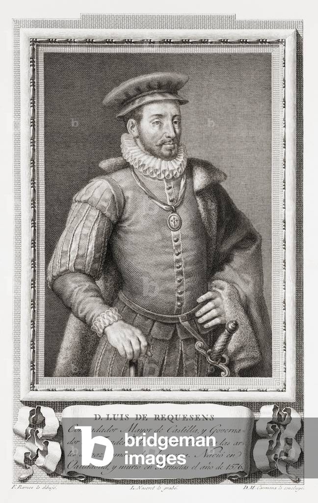 Luis de Requesens y Zúñiga aka Luis de Zúñiga y Requesens, after an etching in Retratos de Los Españoles Ilustres, Madrid, Spain, pub. 1791