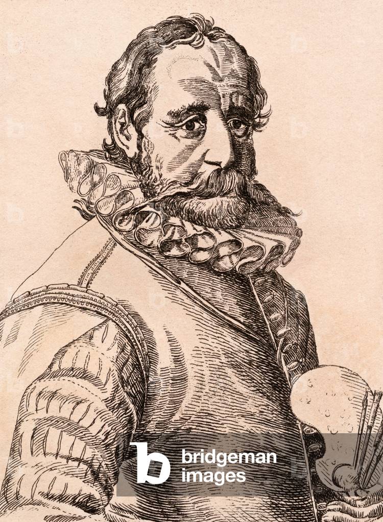 Hans Bol, illustration from '75 Portraits Of Celebrated Painters From Authentic Originals', published in London, 1817 (engraving)