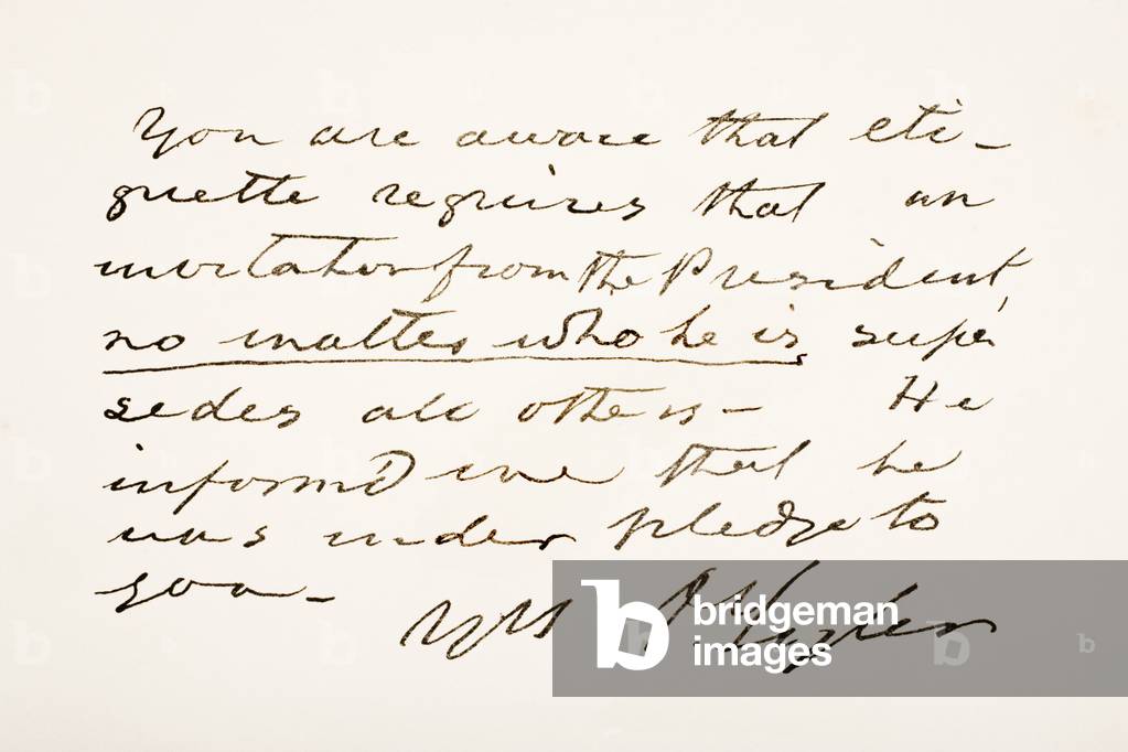 John Tyler, 1790 - 1862.  10th president of the United States of America.  Hand writing sample.