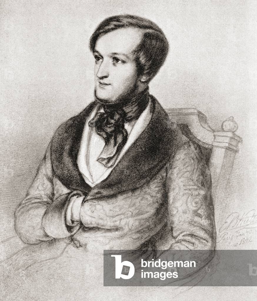 Wilhelm Richard Wagner, 1813  1883. German composer, theatre director, polemicist and conductor. After the drawing by Kietz.  From Wagner, published 1935.