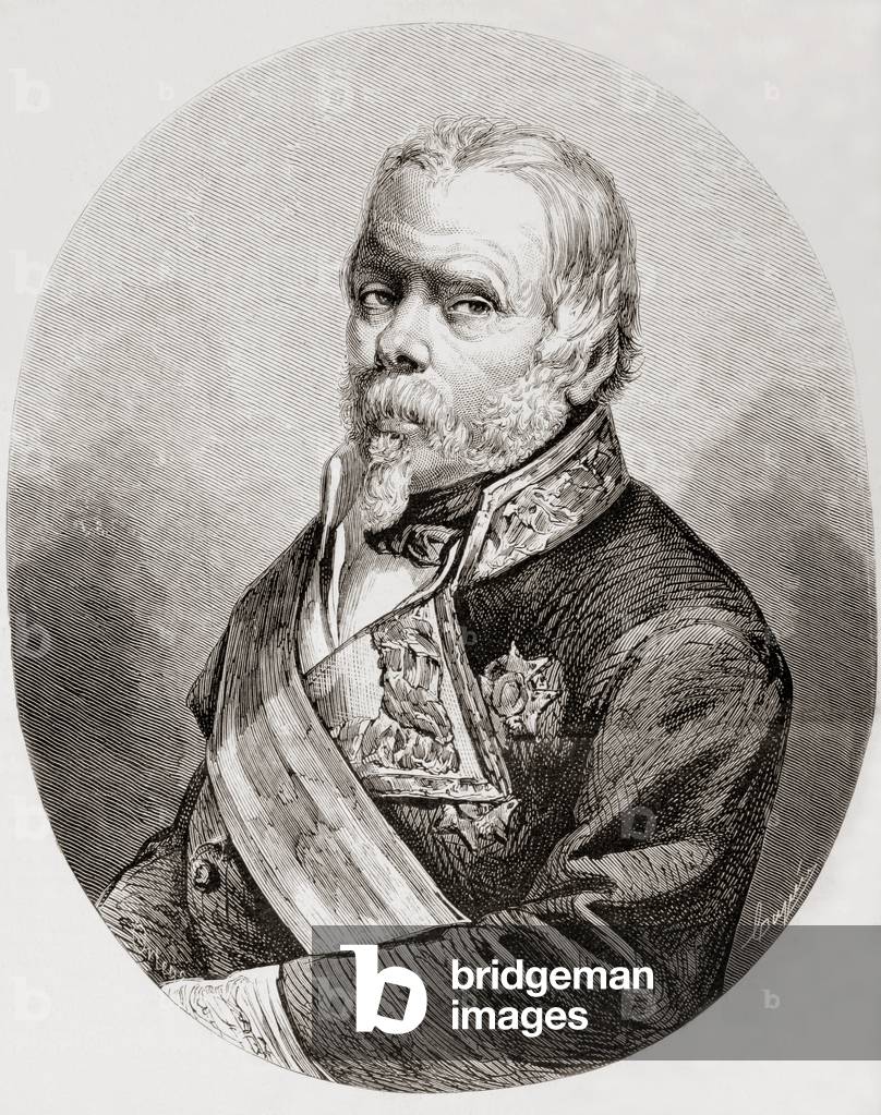 Evaristo Fernandez de San Miguel y Valledor, Spanish general, politician, historian, Duke of San Miguel, from El Museo Universal, pub. Madrid 1862