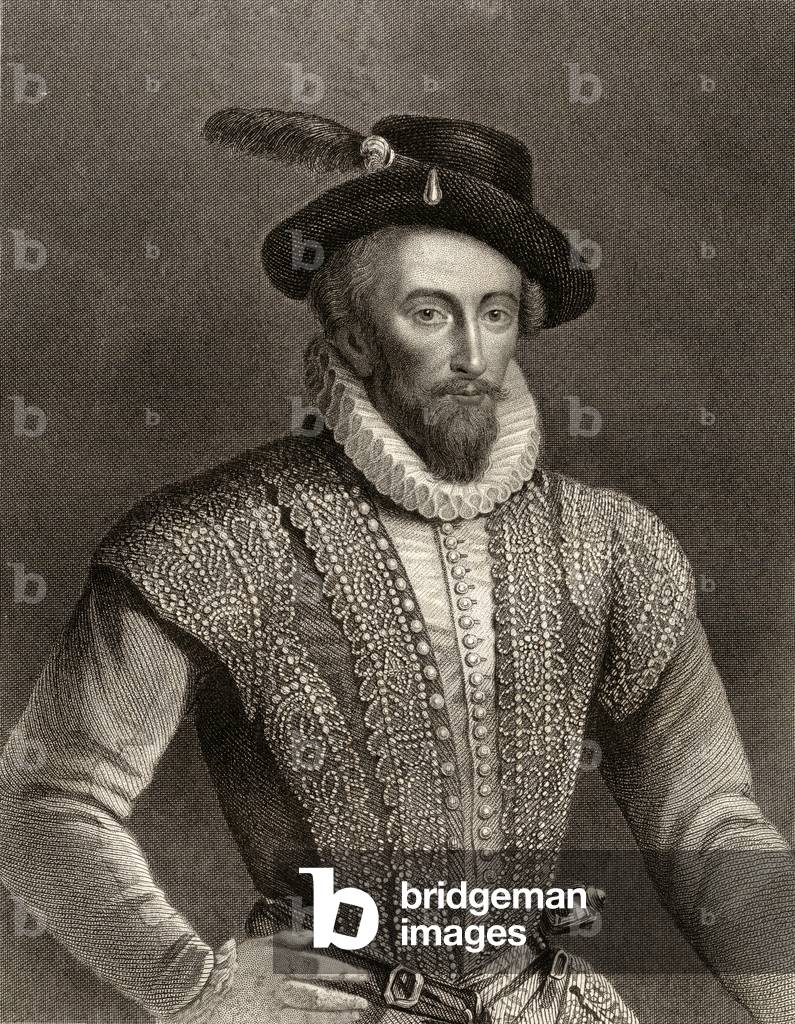 Portrait of Sir Walter Raleigh (c.1554-1618) (engraving)