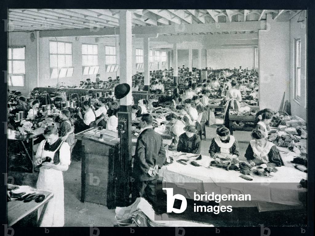 Interior of a Shoe-Making Factory, Victoria, c.1900, from 'Under the Southern Cross - Glimpses of Australia', published in 1908 (b/w photo)