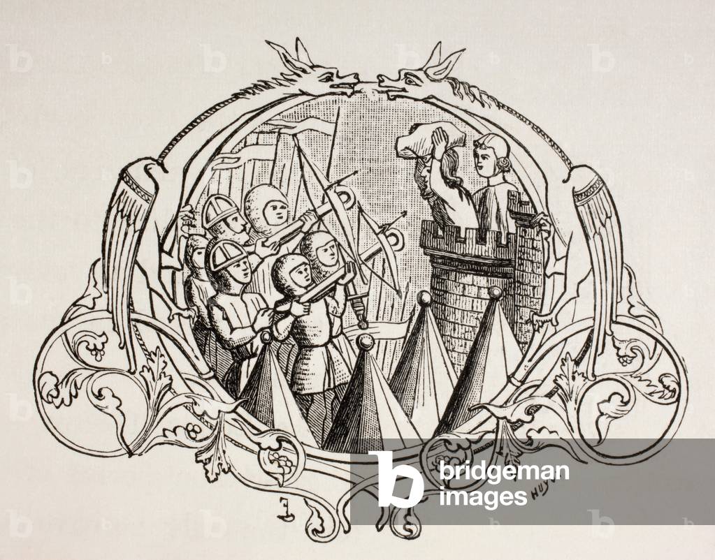 Assault on a fortified place, from 'Military and Religious Life in the Middle Ages' by Paul Lacroix, published London c.1880 (litho)