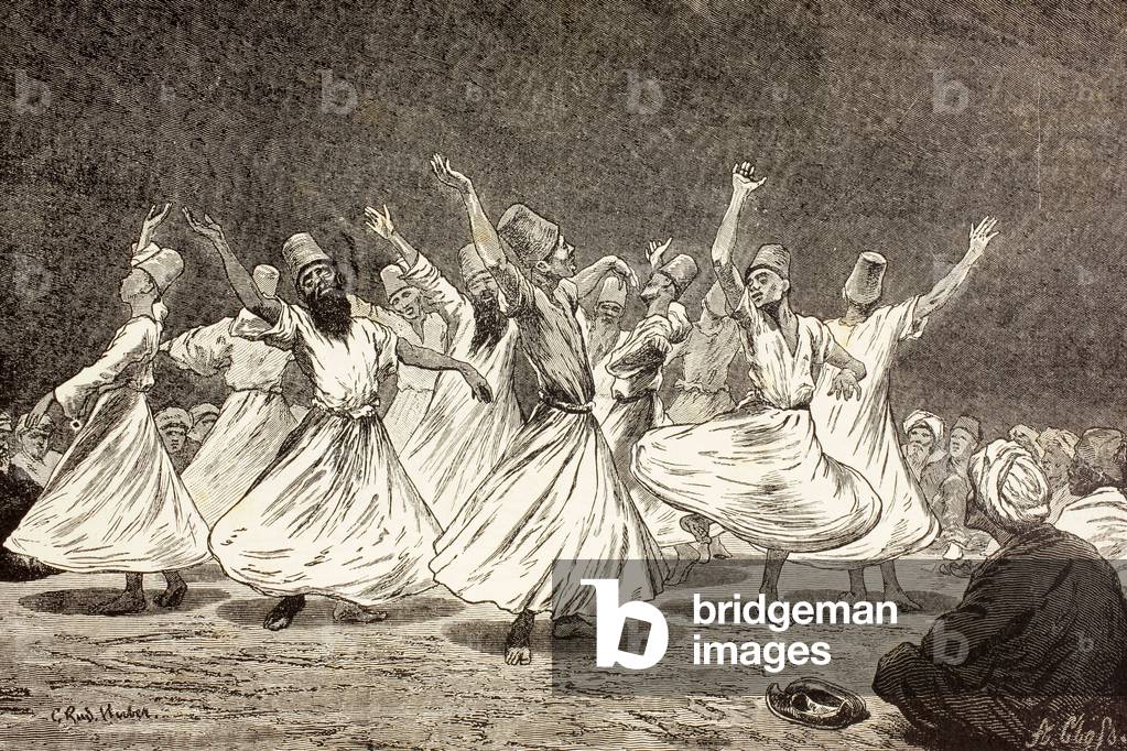 Whirling Dervishes, from 'El Mundo Ilustrado', published Barcelona, 1880 (litho)