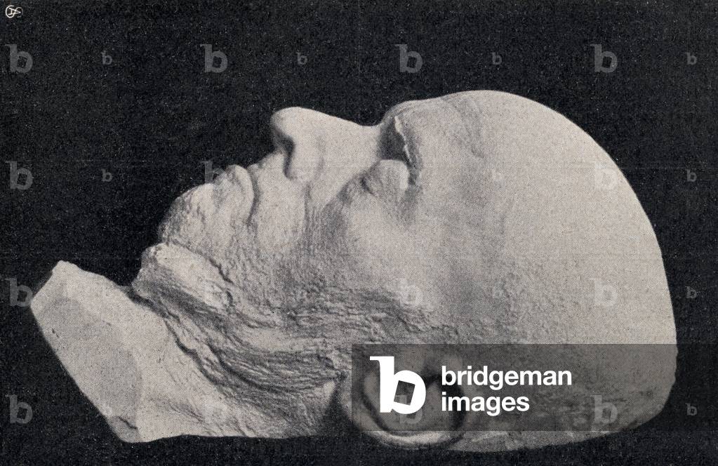 Death mask of Adolph Friedrich Erdmann von Menzel, German artist, from Die Gartenlaube, pub. 1905