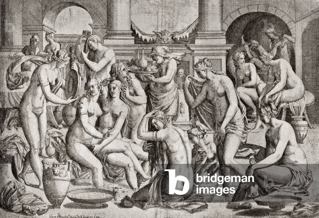 Das Frauenbad, or the Women's Bath, after the 16th century Italian engraving by Nicolas Nelli.