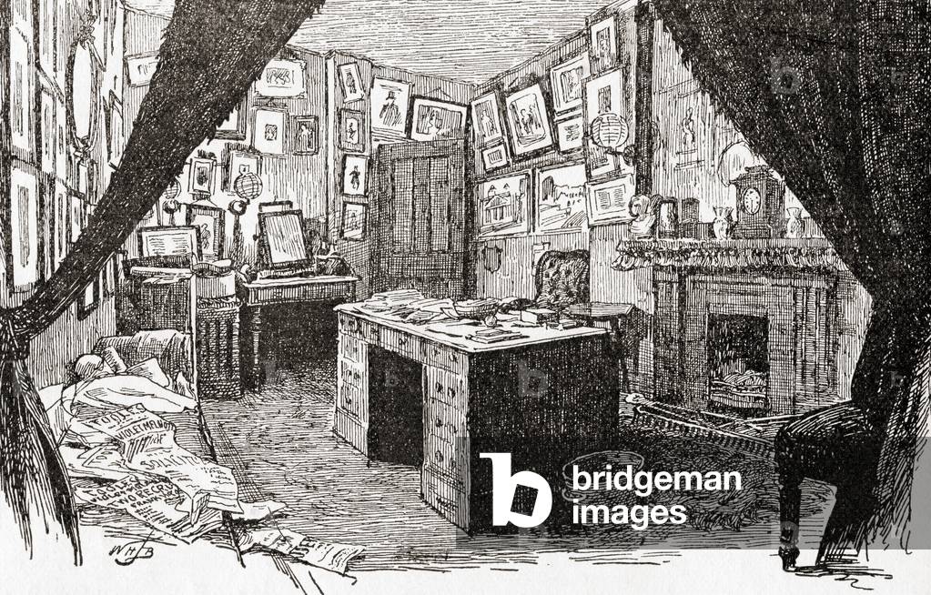 The dressing room of John Lawrence (J. L.) Toole, from The Strand Magazine, Vol I January to June, 1891