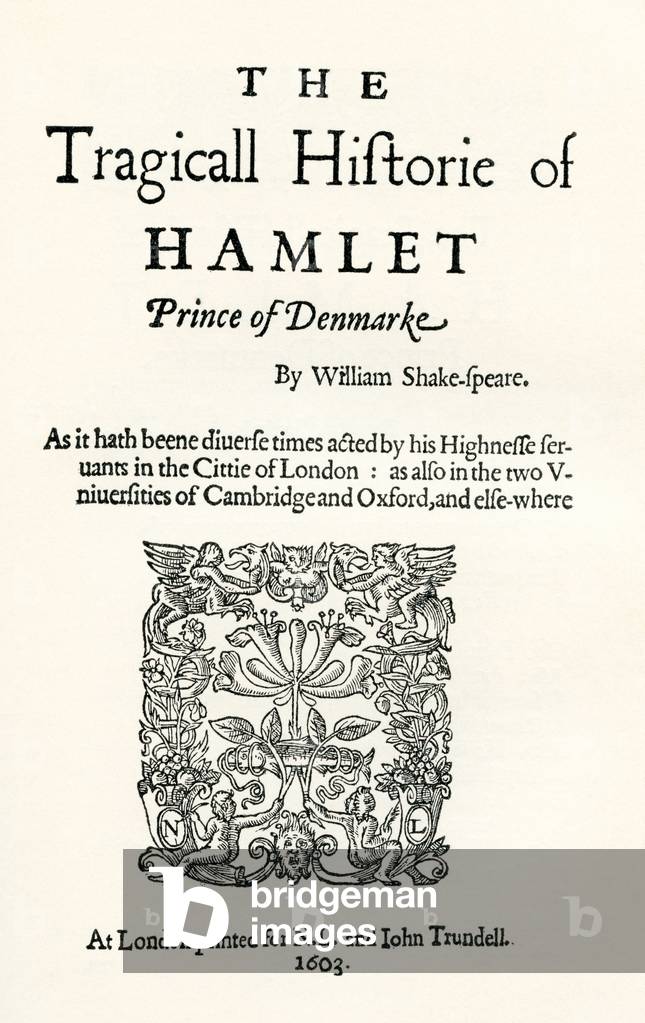 After the title-page of the first cuarto of Shaekspeare's play Hamlet, from A Life of William Shakespeare, pub. 1908