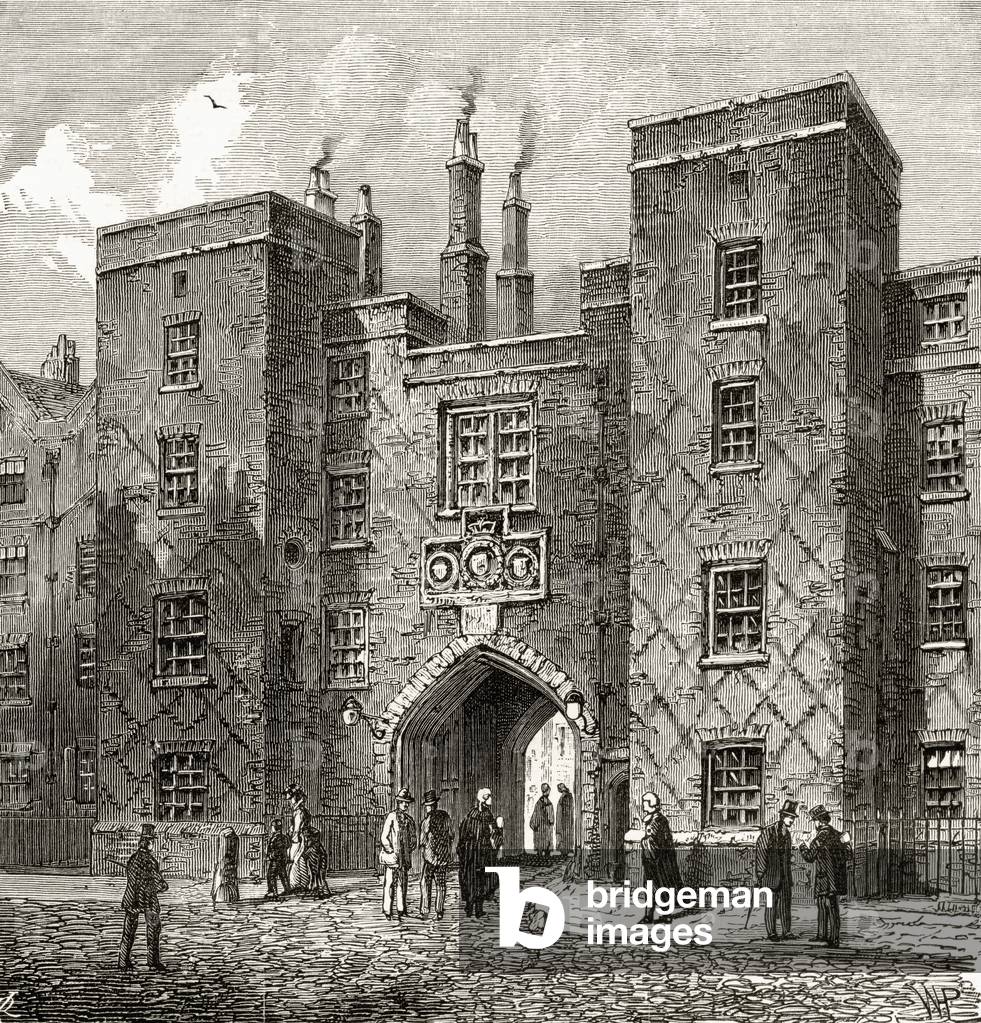 The Chancery Lane Gate of Lincoln's Inn, from 'London Pictures: Drawn with Pen and Pencil', by Rev. Richard Lovett, published 1890 (litho)