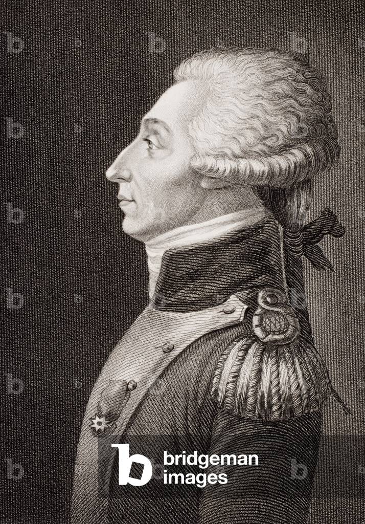 Marie Joseph Paul Yves Roch Gilbert du Motier marquis de Lafayette, 1757-1834.  French solider who fought wiith Americans in the American Revolution in 1789 as Commander of the Parisian National Guard. Engraved by S. Freeman after Levachez,