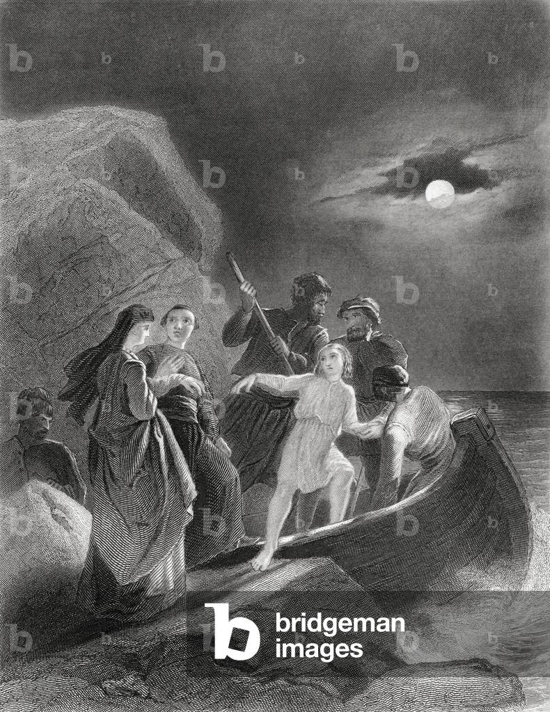 The escape from Ireland of Gerald Fitzgerald in 1539, from 'The History of Ireland' by Thomas Wright, published c.1854 (engraving)