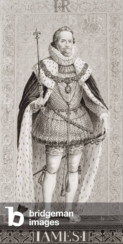 James I (1566-1625) from 'Illustrations of English and Scottish History' Volume I (engraving)
