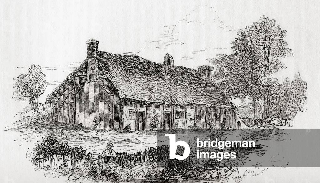 Samuel Butler's house, Pershore, Worcestershire, England. Samuel Butler, 1613 -1680. English poet and satirist, from Old England: A Pictorial Museum, pub. 1847