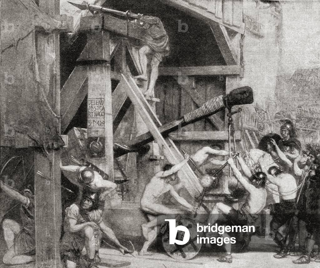 The catapult as a great engine of war in ancient Rome (litho)