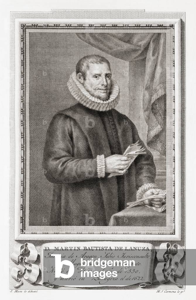 Martín Bautista de Lanuza, after an etching in Retratos de Los Españoles Ilustres, Madrid, Spain, pub. 1791