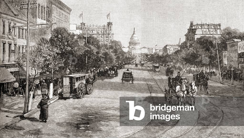 Pennsylvania Avenue, Washington D.C., in the 19th century, from 'The Century Illustrated Monthly Magazine', published 1884 (engraving)