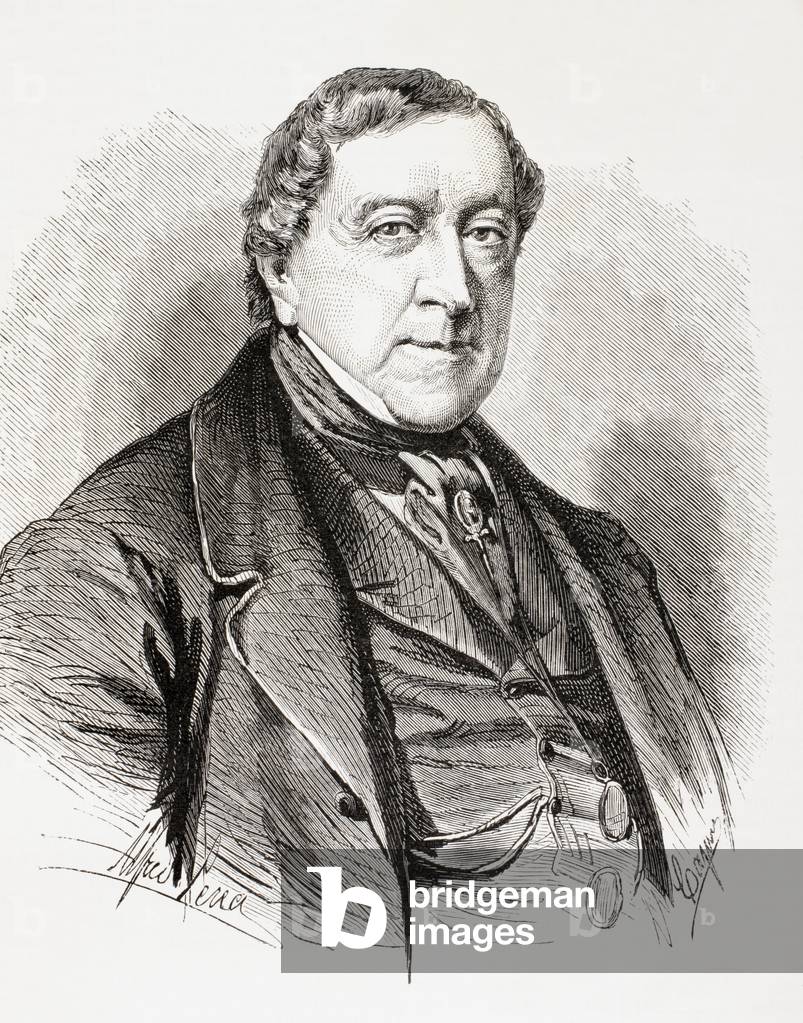 Gioachino Antonio Rossini, Italian composer, from El Museo Universal, pub. Madrid 1862